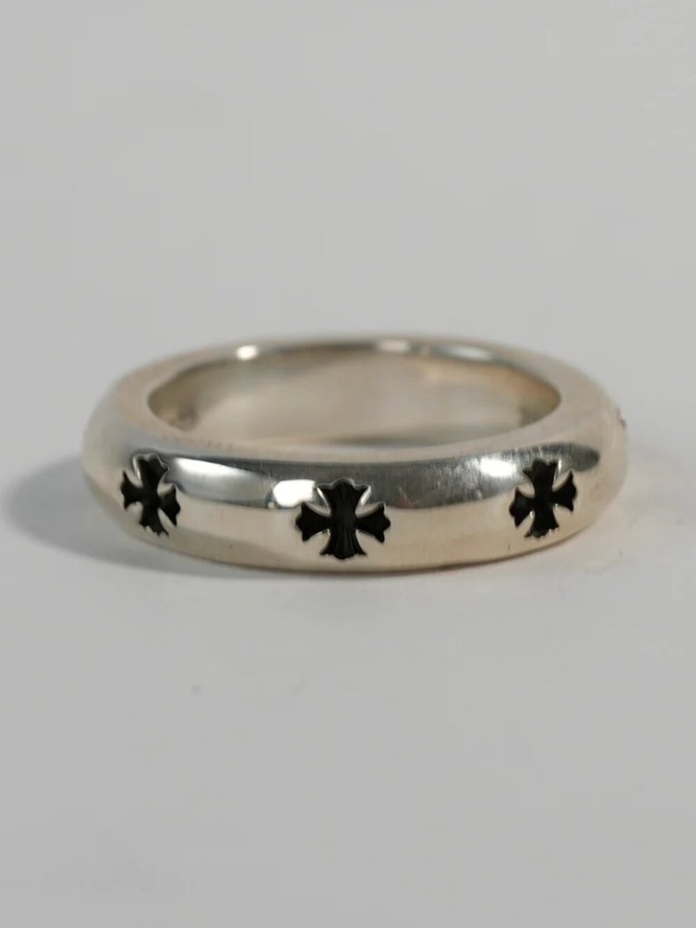 CHROME HEARTS Cross Eternity Negative Sterling Silver Ring - Size 9